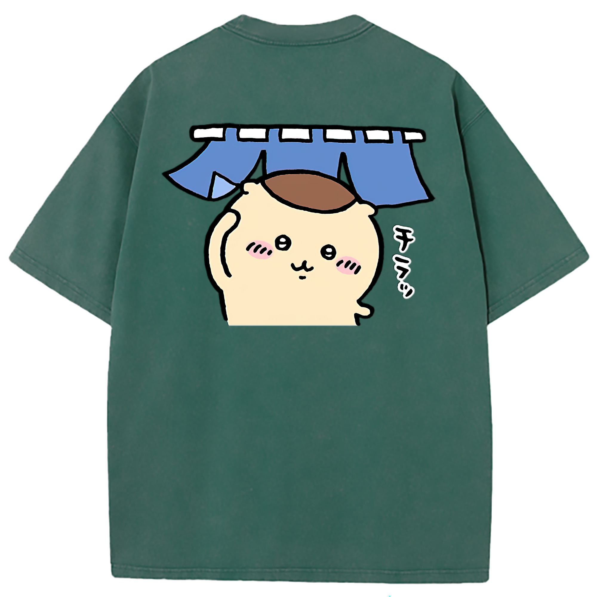 （画像用） ちいかわ くりまんじゅう Chii-kawa kuri manjū 綿100% ヴィンテージ風 半袖Tシャツ（背面プリント）